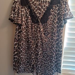 Silky, lace detail sleep shirt